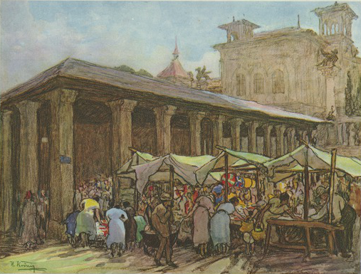 1933-Riponne-Le marché et la Grenette à la veille de sa démolition-Krönig Hedwig-MHL copie