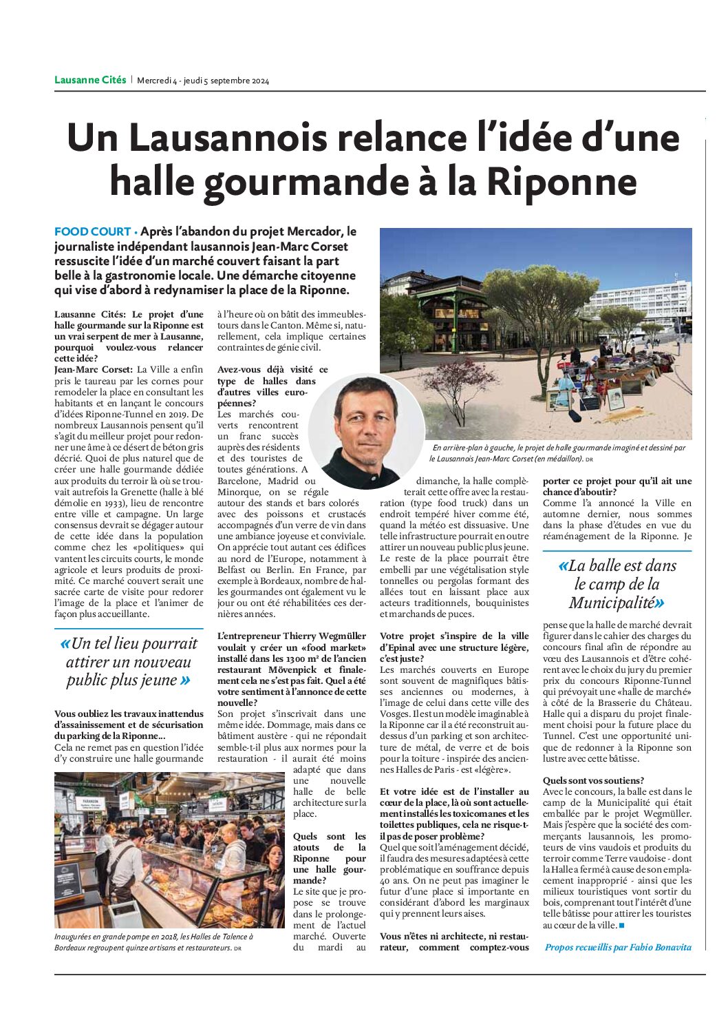 2024-09-04-Lausanne_Cites_Itw JmC-Pour une Halle gourmande à la Riponne-OK